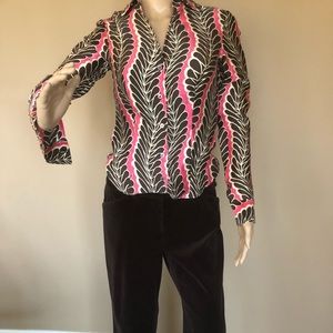 Etcetera pink/brown print silk blouse